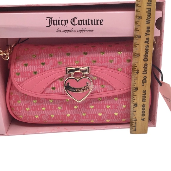 NIB Juicy Couture Pink Heart Mini Shoulder Bag + Heart Coin Purse Set Y2K - Picture 6 of 16